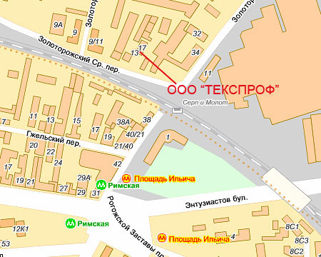Карта проезда на фирму ТЕКСПРОФ